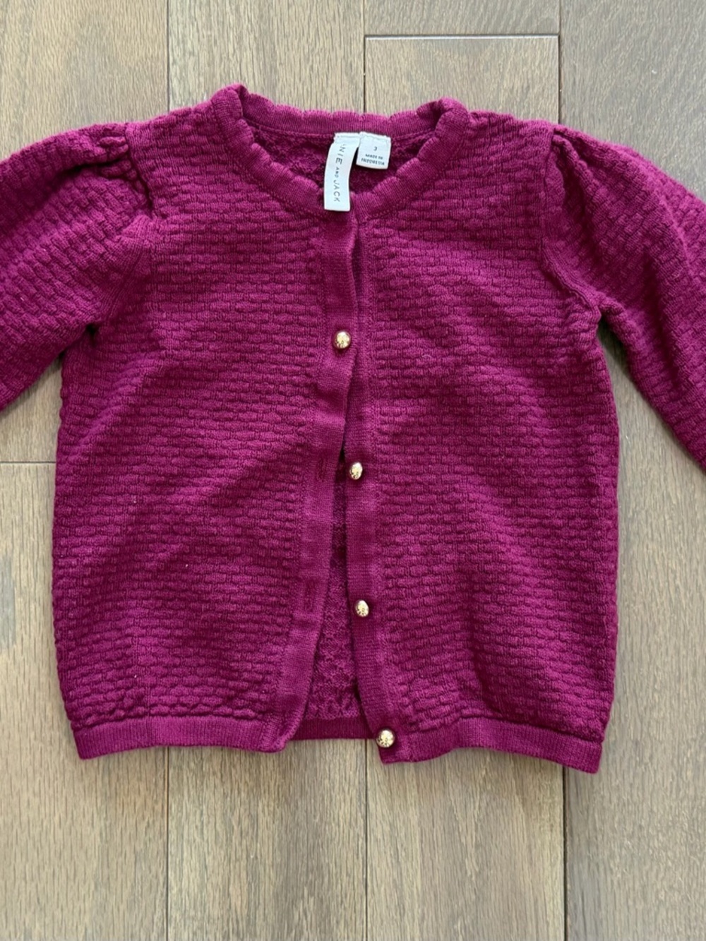 Janie and Jack Textured Knit Cardigan in Raspberry